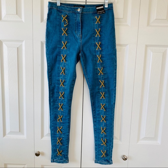 ASOS Parisian Lace Up Front Super Skinny Jeans | 6 - Picture 2 of 7